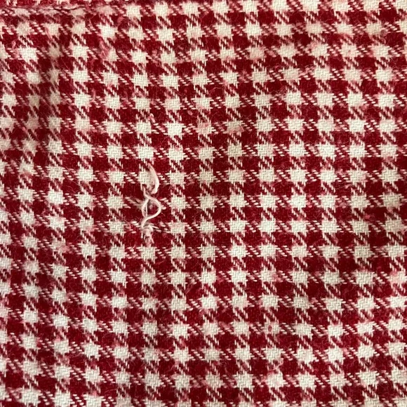 Handmade Red & White Checkered Flannel Nightgown Pockets Floral Medium/Large - Picture 7 of 8